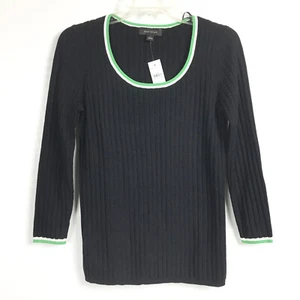 Ann Taylor Damen Medium Pullover Kontrastbesatz gerippt U-Ausschnitt Pullover NEU - Bild 1 von 8