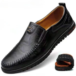 Genuine Leather Men's Casual Shoes Slip on Formal Loafers Moccasins Office Shoes - Picture 1 of 21