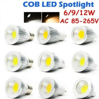 Ultra Bright 6W 9W 12W  Dimmable E27GU10 MR16  85-265V 110V   LED COB Spotlight  - Image 1 of 4