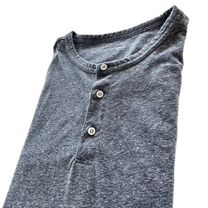 Untuckit Henley Herren mittelblau Langarm Baumwollmischung - Bild 1 von 8