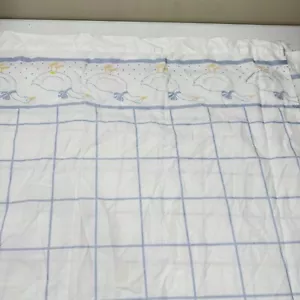 vtg cannon flat sheet twin blue plaid goose blend no iron percale usa y2k 90s 80 - Picture 1 of 11