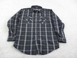 Airwalk Button Up Shirt Youth 18 Black Plaid Pockets Casual Lightweight Boys