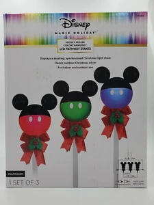 Disney Magic Holiday Mickey Mouse Color Changing LED Pathway Lights Gemmy NIB - Picture 1 of 12