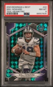 2023 Bowman U Best Will Howard Teal geometrico /15 PSA 8 NM-MT Ohio State - Foto 1 di 2
