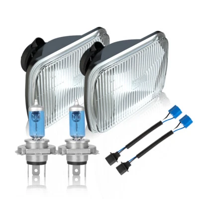 For 1989-1994 Nissan 240SX 7" Square Sealed Beam Glass Headlight H4 Bulbs H6054 - Изображение 1 из 4