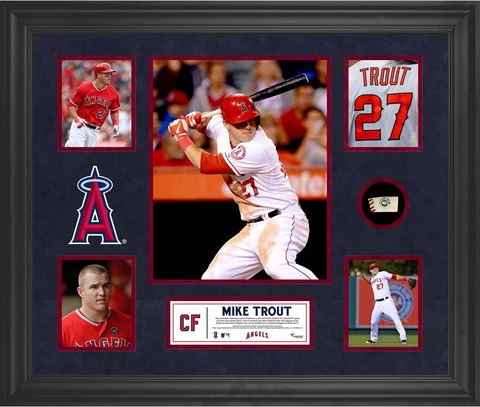 Mike Trout LA Angels of Anaheim Framed 5-Photo Collage & Piece of G-U Ball Cover