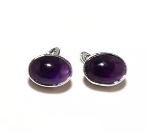 Natural Amethyst Gemstone With 925 Sterling Silver Cufflinks For Men's #1223 - Picture 1 of 3