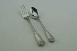 Towle LONDON SHELL 18/8 Stainless Salad Fork 7" and Teaspoon 6 1/8" Flatware - Picture 1 of 2
