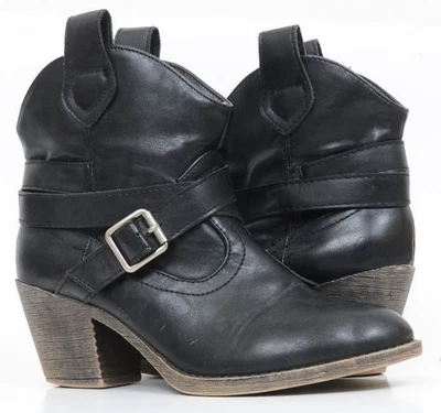 Unleashed Women's 7.5 Heeled Western Cowgirl Booties Vegan Leather Festival - Image 1 of 4