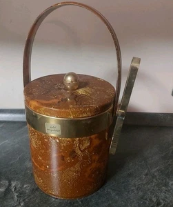 Eiswürfelbehälter mit Deckel und Zange (echt vergoldet) Vintage-Stück - Bild 1 von 2