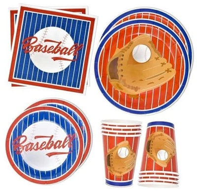  96 Pcs Baseball Sport Party Supplies Set Paper Plate Cup Napkin for Game Day  - Image 1 of 4