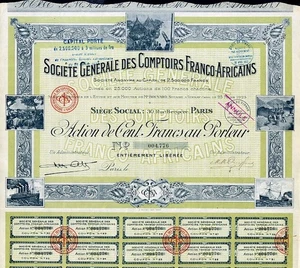 1925 Societe Generale Des Comptoirs Franco-Africains Bond Certificate - Picture 1 of 1