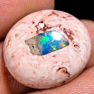 natural Mexican FIRE OPAL oval cabochon loose gemstone 11.75 Cts. (16x18x06 mm) - Picture 1 of 7