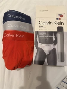 Calvin Klein Men's Cotton Stretch Hip Briefs 3-Pack Underwear original - Picture 1 of 3