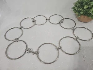 Vintage Large Circle Ring Chain Metal Belt Hippie Festival Punk Goth Silver - Picture 1 of 10