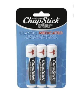 ChapStick Classic Medicated Lip Balm Tube, Soothing & Hydrating, 0.15 oz, 3 Pack - Picture 1 of 13