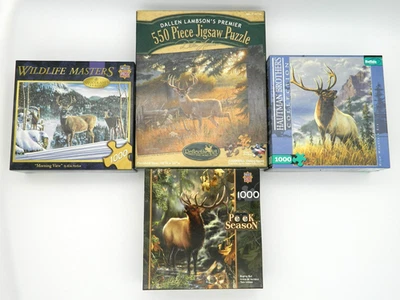 Lot of 4 WILDLIFE PUZZLES 550-1000 Piece Whitetail Deer & Elk COMPLETE - Image 1 of 4