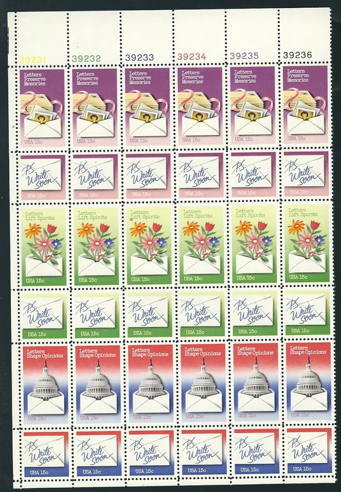 Scott #1805/10...15 Cent...Letters...Plate Block 0f 36 - Image 1 of 1