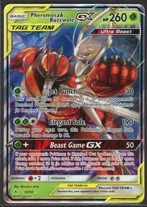 Pheromosa & Buzzwole GX 1/214 Sun & Moon Unbroken Bonds Holo Ultra Rare LP - Picture 1 of 2