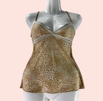 Y2K VTG Rampage Sheer Mesh animal print Lingerie Chemise Mini Slip Dress SZ M - Image 1 of 4