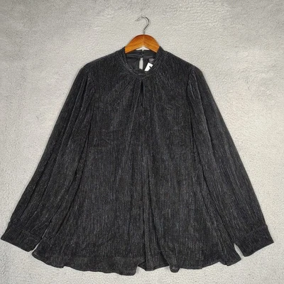 Lane Bryant  Top Womens 22/24 Black Swing  Keyhole Mock Neck Metalllic Party NWT - image 1 of 4