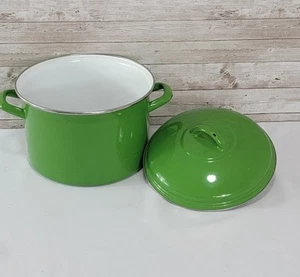 Vintage Tivoli Green Enamel 8 Qt Stock Pot with Lid Soup Chili Pan  Enamelware - Picture 1 of 17
