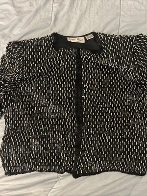 Vintage Laurence Kazar New York  Beautiful Beaded/Sequin Top Jacket Size LG - Image 1 of 4
