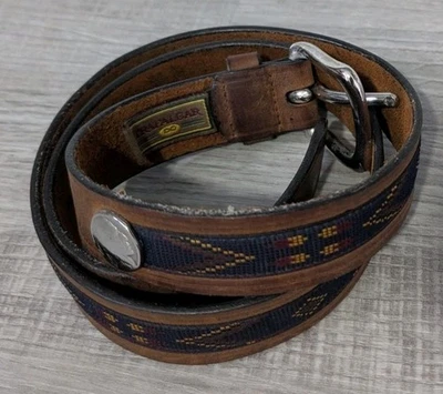 Cinturón de cuero hecho a mano vintage Trafalgar con motivo de nativos americanos occidentales talla 34" Foto 1 de 4
