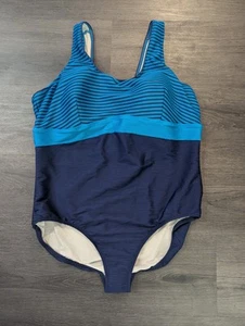 Lands End One Piece Bathing Suit Womens 24 Padded Cups Blue  - Picture 1 of 5