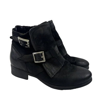 Botín Miz Mooz Sandros Moto Cuero Negro Doble Hebilla Cremallera Mujer 38 EE. UU. 7,5 Foto 1 de 4