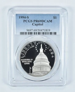 1994-S Capitol Commemorative Dollar PR69 DCAM PCGS Blue Label *5495 - Picture 1 of 5