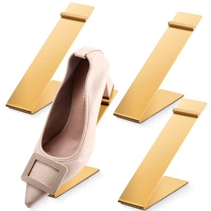 4 Pcs Shoe Display Stand Gold Rack Stainless Steel Shoe Stand Golden Metal Ri... - Picture 1 of 7