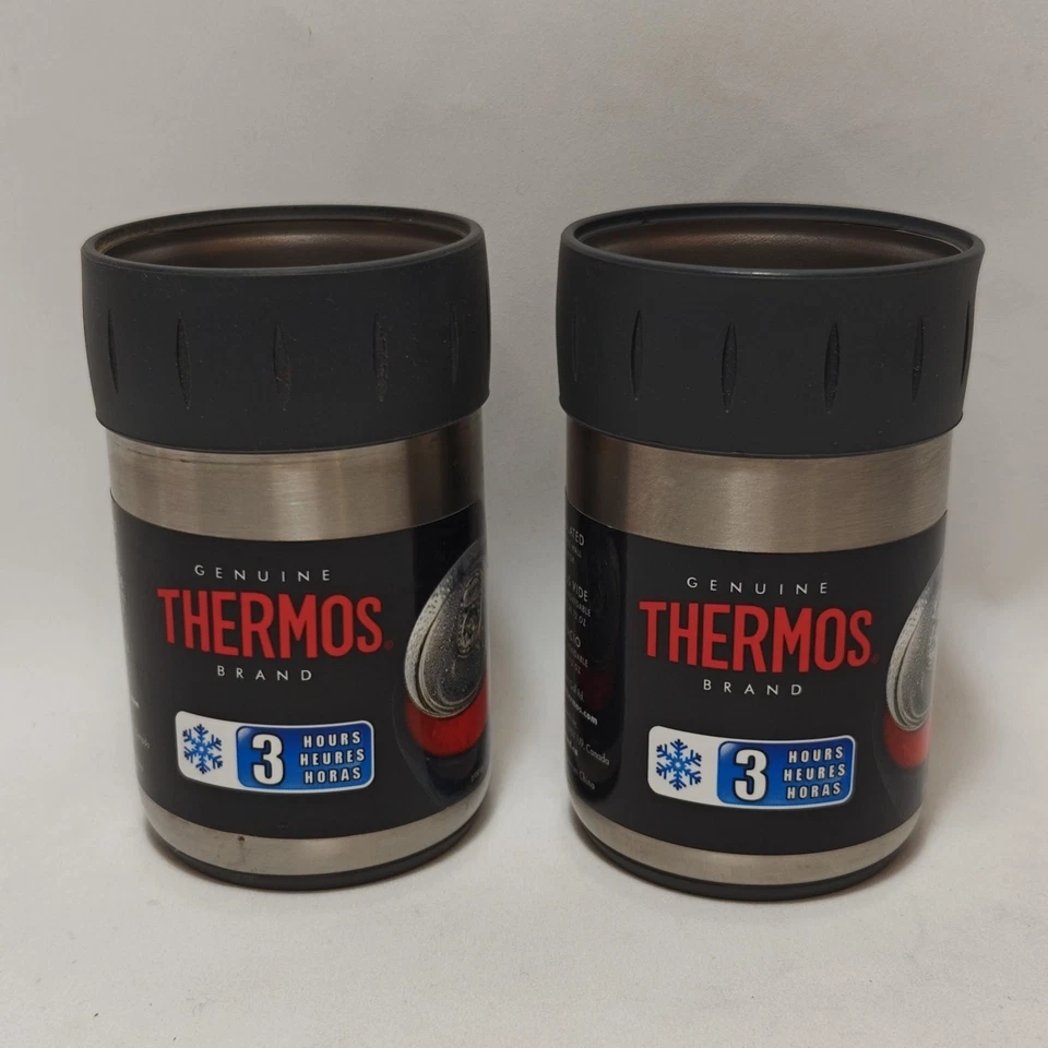 2 termos de 12 oz. Aislador aislante de latas de bebidas de acero inoxidable - plateado/gris Foto 1 de 4