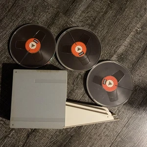 BASF Reel to Reel Audio Tape Plastic Storage Case With 3 Unused Reels Vintage - Imagen 1 de 8