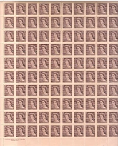 Canada #O33 Pl No.1 Sheet of 100, QE II - Karsh Portrait Overprinted G 1¢ XF MNH - Picture 1 of 4