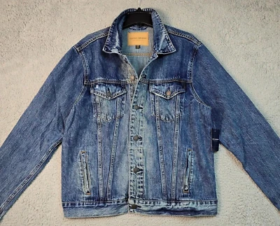 Chaqueta Jean Trucker LUCKY BRAND Para Hombre Mediana M AZUL Denim Botón Envejecido Nueva Con Etiquetas Foto 1 de 4