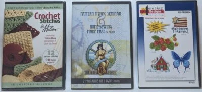 Lot of 3 CROCHET SEWING EMBROIDERY Crafts DVDs & CD-ROM Projects Designs How To - Image 1 of 4