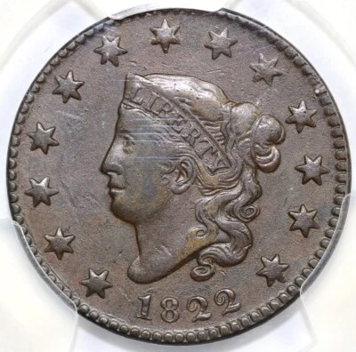 1822 1c Matron Head Large Cent PCGS VF 30 - Image 1 of 4