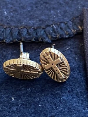 Alex and Ani "CROSS" Religion Silver Tone Stud Post Earrings NWOT Foto 1 de 3