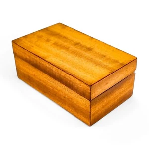 Art Deco satinwood keepsake / card / jewellery storage box cherry leather lining - Picture 1 of 20