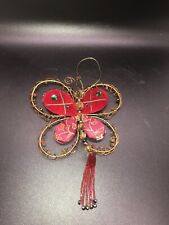 Wire and Beaded Butterfly Christmas Ornament 