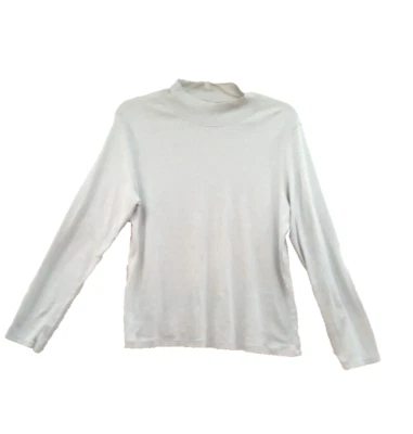 Blusa Top Camisa Ciervo Blanca Talla XXL (20) Mujer Plateada Brillante Manga Larga Foto 1 de 4