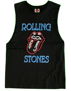 Rolling Stones Sleeveless Black T-Shirt Graphic Rock Wear Originals In 2 Sizes - Picture 1 of 6