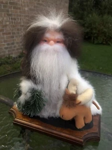 Vintage OOAK Northwoods Santa von Peggy Hastings mit Rentier & Fell Haar Bart - Bild 1 von 13