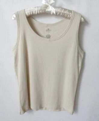 St. John's Bay beige 100% cotton scoop neck sleeveless tank tee *Sz L* - Image 1 of 3