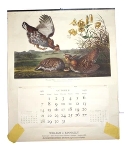 Vintage Calendar 1951 Audubon Oct - Dec Only Months William Kinnally Milwaukee - Picture 1 of 3