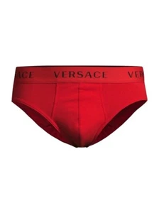 Versace Logo LOW RISE SLIP (BRIEF) Sz 6 (Large ) Red/Black,Authentic - Picture 1 of 18
