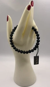 NEW HONORA BLACK CULTURED FRESHWATER PEARL WRIST BANGLE BRACELET - Picture 1 of 9