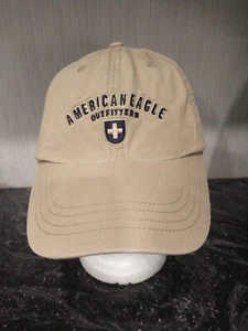 Vintage American Eagle Outfitters Hat 90s Strap Back Polo Khaki SpellOut Dad Cap - Picture 1 of 12