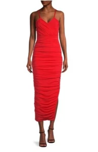 Elliatt Dress NWT Pippa Red Ruched Midi Bodycon Womens Size S - Picture 1 of 8